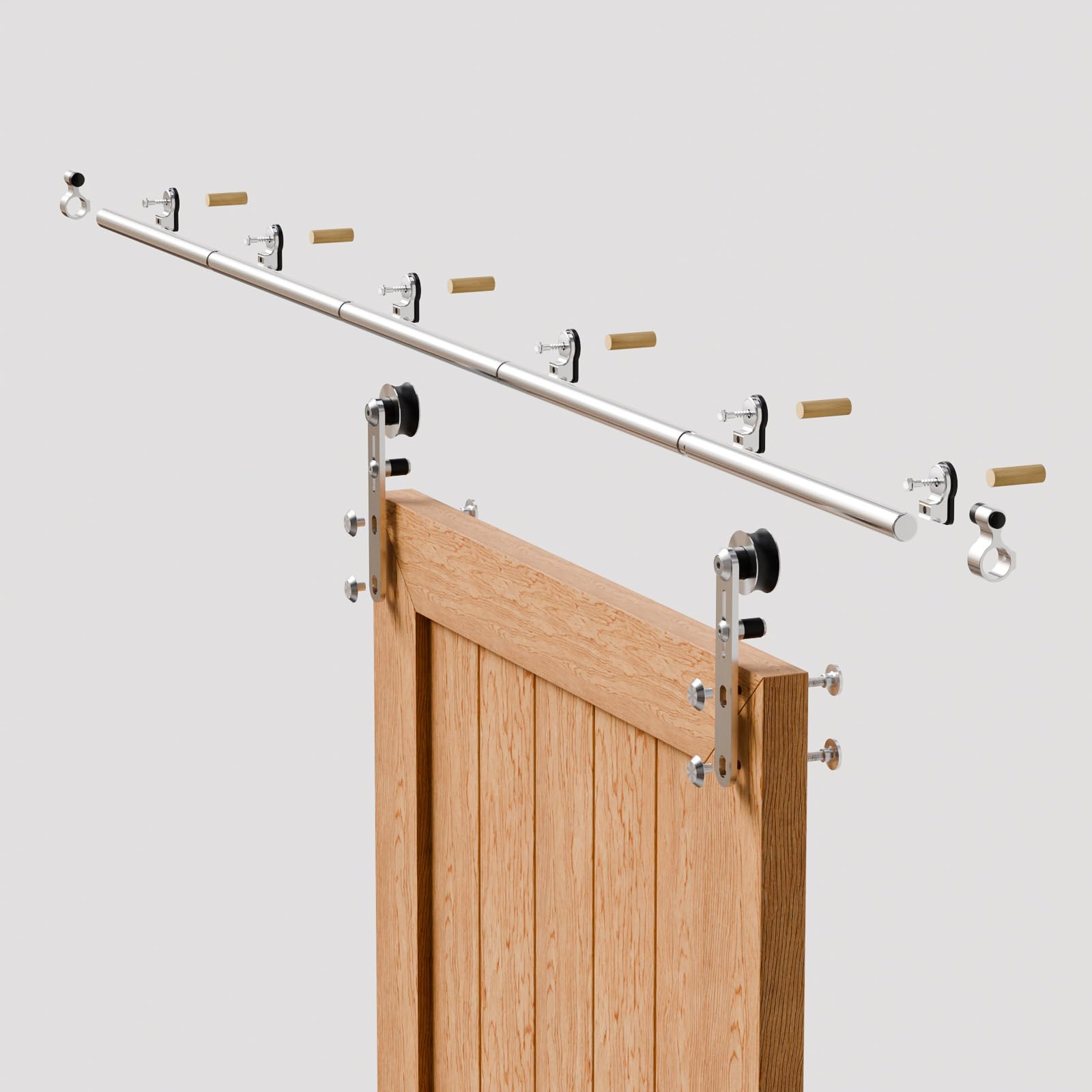 TSMST 152CM/4FT Sliding Barn Door Hardware Kit Track Roller Closet Accessory for Single Door Stainless Steel Kit - Image 4