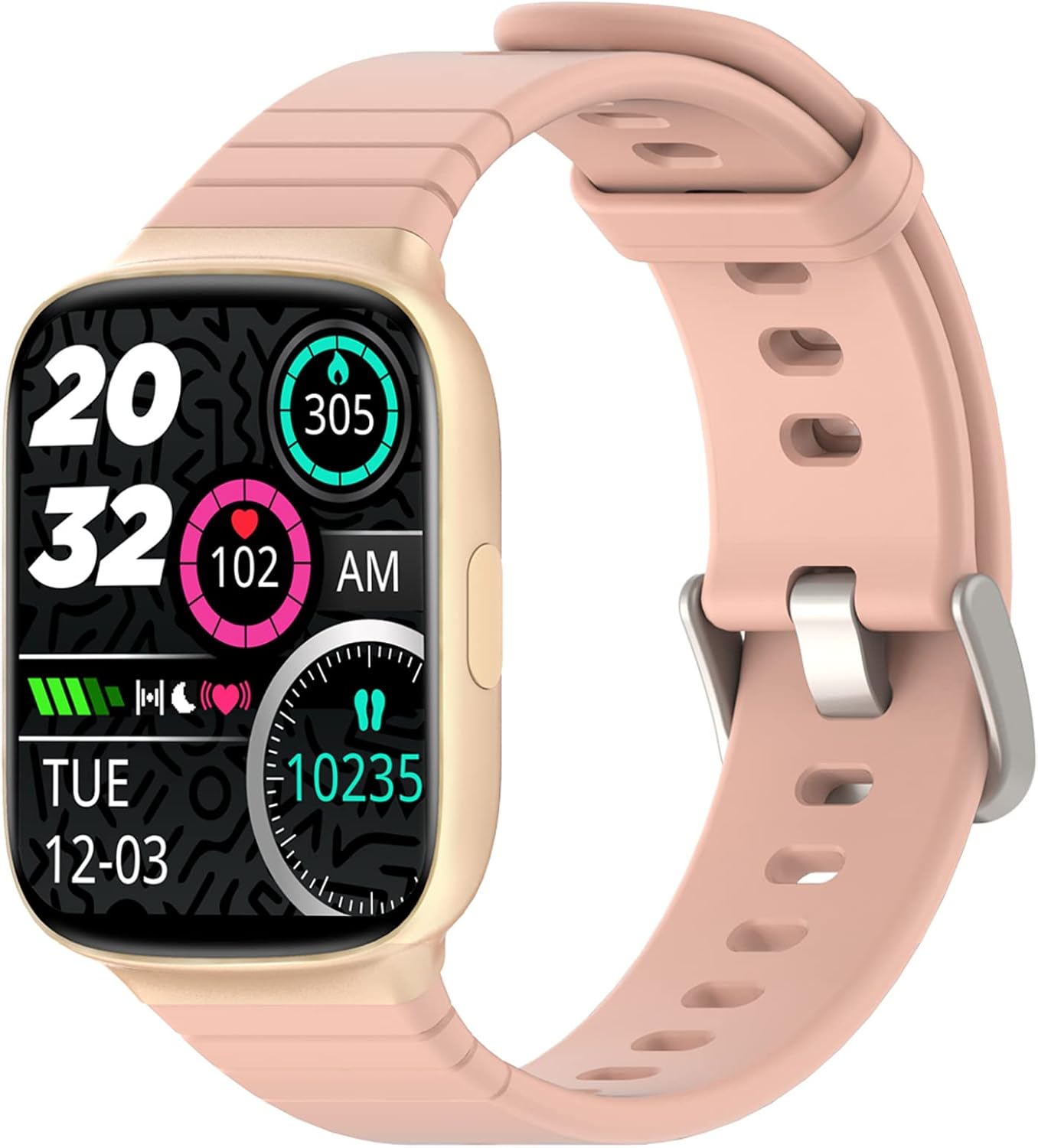 DR.VIVA Fitness Trackers for Women, Smart Watch Fitness Activity Tracker with Heart Rate Monitor,1.69″ Full Touch Screen Blood Oxygen Sleep Monitor 7-Day Battery 12 Sport Modes 5ATM Waterproof,Pink