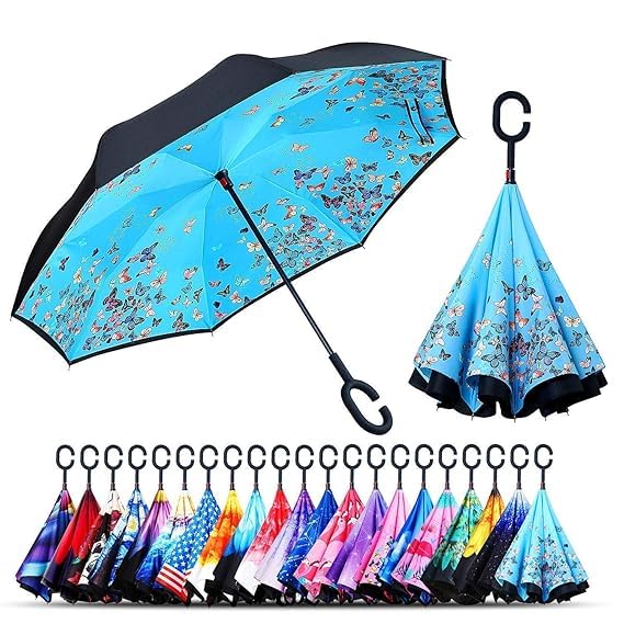 Double Layer Inverted Umbrella with C-Shaped Handle – Windproof, Reverse Folding, No-Drip, Hands-Free Design – Portable, Durable, Outdoor Car Umbrella for Men & Women-image-22