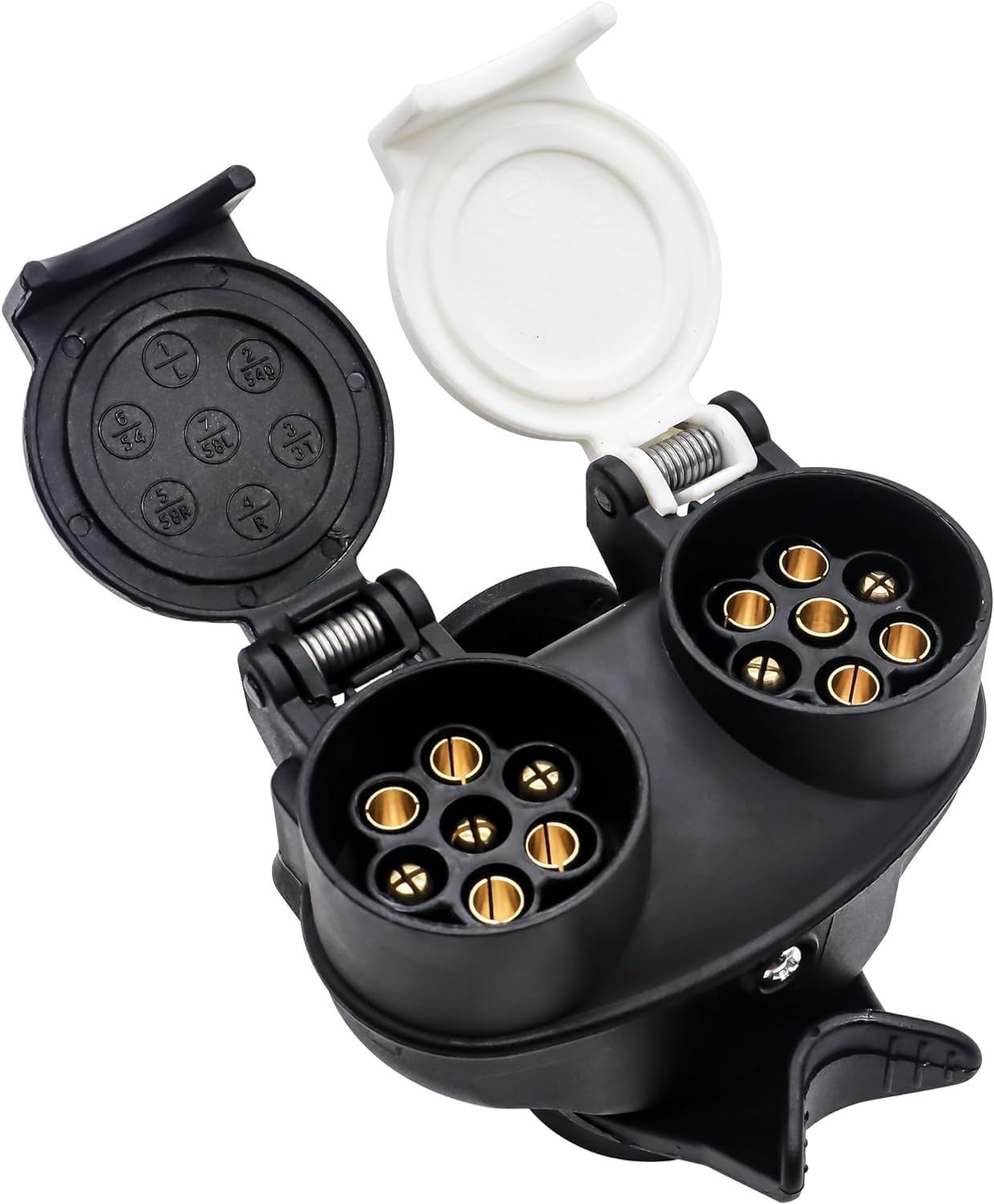 13 Pin to 7 Pin Towing Adaptor Twin Socket 2 In 1 Trailer Converter Trailer Adapter 13 to 7 Pin Towing Adapter 12V N & S Waterproof Converter Trailer Plug Socket for Trailer Caravan Van Truck