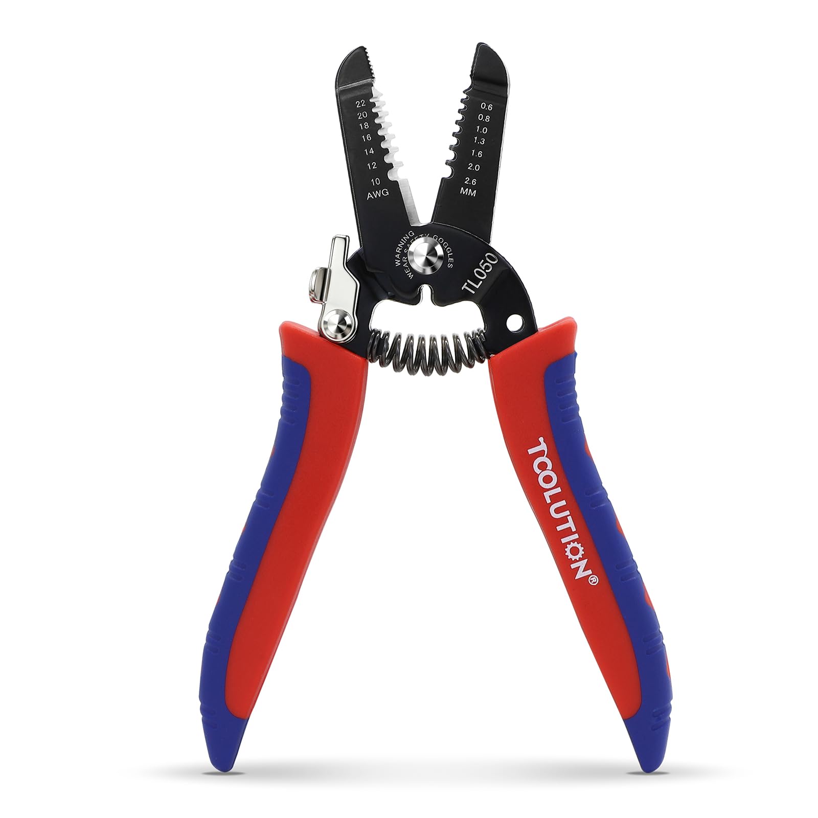 TOOLUTION Small Wire Strippers and Cutters for 10-22 AWG, Handheld Electrical Wire Stripping Tool Set with Spring-Loaded Pliers and Safety Lock for Low Voltage Wires