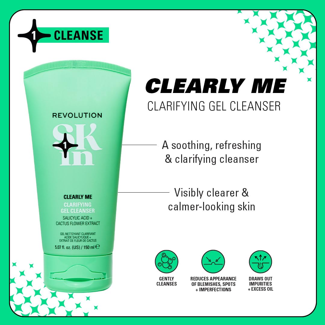 Revolution SKin, Clearly Me Clarifying Cleansing Gel, Gel Detergente Purificante per Pelli Impure e Miste, Vegano e Cruelty-Free, 150ml