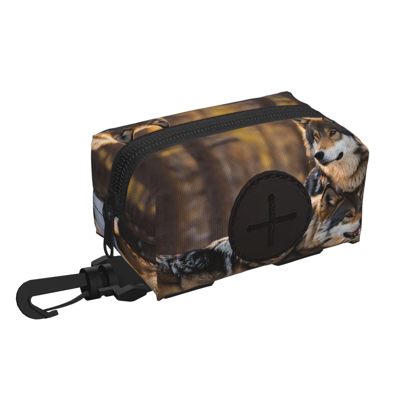 Pphgut Black Wolfs Print Waterproof Pet Waste Treat Bag Outdoor Walking Hiking Pouch Camping Accessory