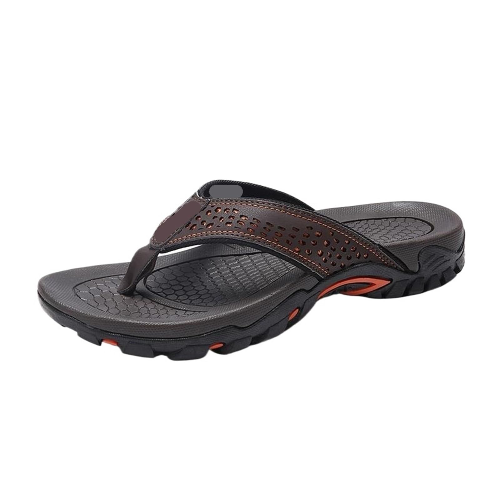 Sandalias de playa con parte inferior plana y chanclas cuero PU for hombre | 9-Dark Brown,40