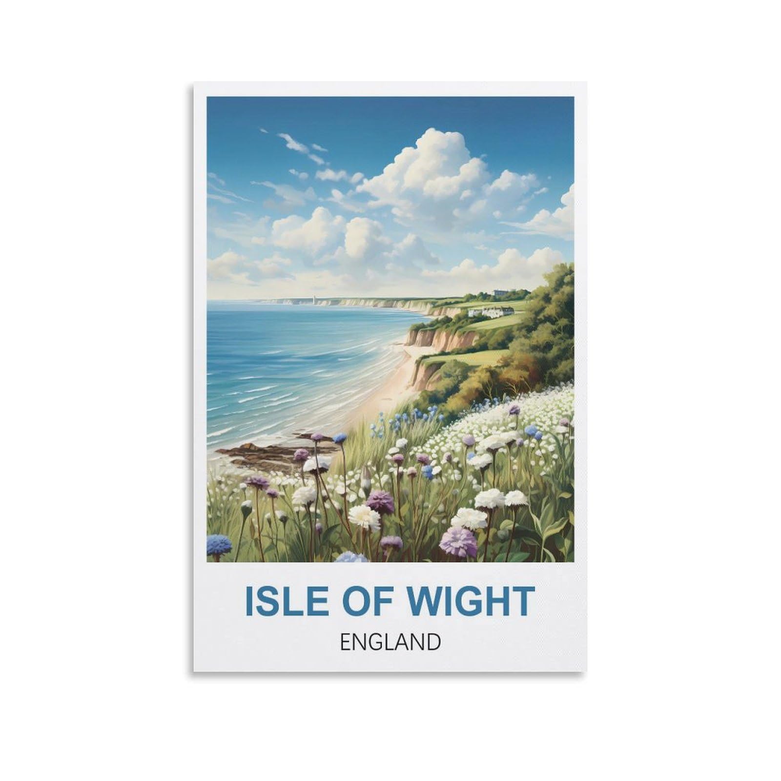 Wgmdoee Unframe-Style Isle Of Wight England Vintage Travel Posters 08X12inch(20X30cm) Canvas Poster Living Room Wall Art Home Decor