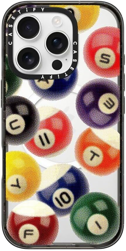 CASETiFY Impact Case for iPhone 16 Pro [Slim / 8.2 ft. 4X Military Grade Drop Protection/Compatible with Magsafe] - Billiard - Clear Black
