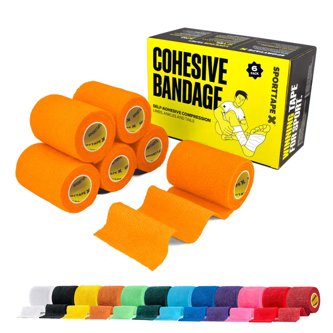 SPORTTAPE 6 Rolls Self-Adhesive Cohesive Bandage, 7.5cm x 4.5m, Beige - Compression & Vet Wrap for Dogs, Horses, Sports Stretch Tape for Football, Ankles, Joints, Fingers, Wrists & Sock Tape — view 14