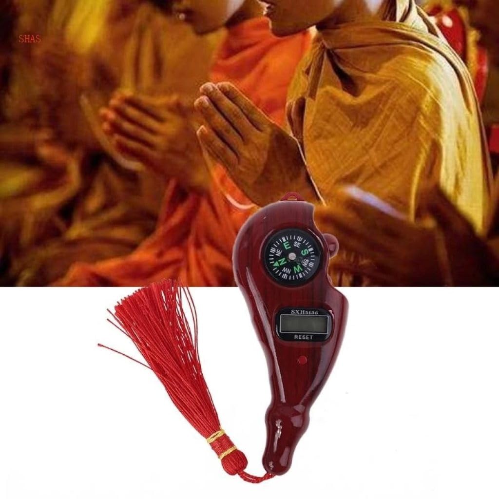 NIYANETAIL Sainslet Wooden Manual & Digital Tasbeeh Counter with Compass | Finger Tally Prayer Beads Counter for Mantra Counting, Meditation & Religious Use | Portable & Easy to Use 3