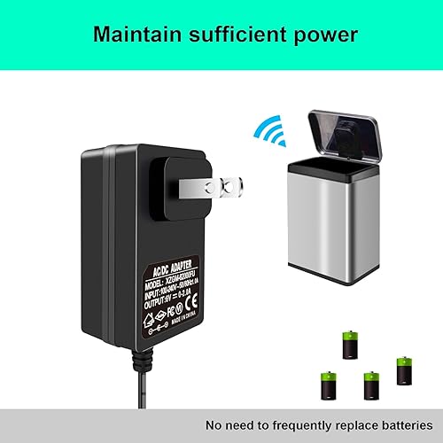 Miniatura 5 de Adaptador de corriente de CA CC de 6 V para botes de basura con sensor automático iTouchless de 2.5 a 23 galones, cable de alimentación de 8 pies de
