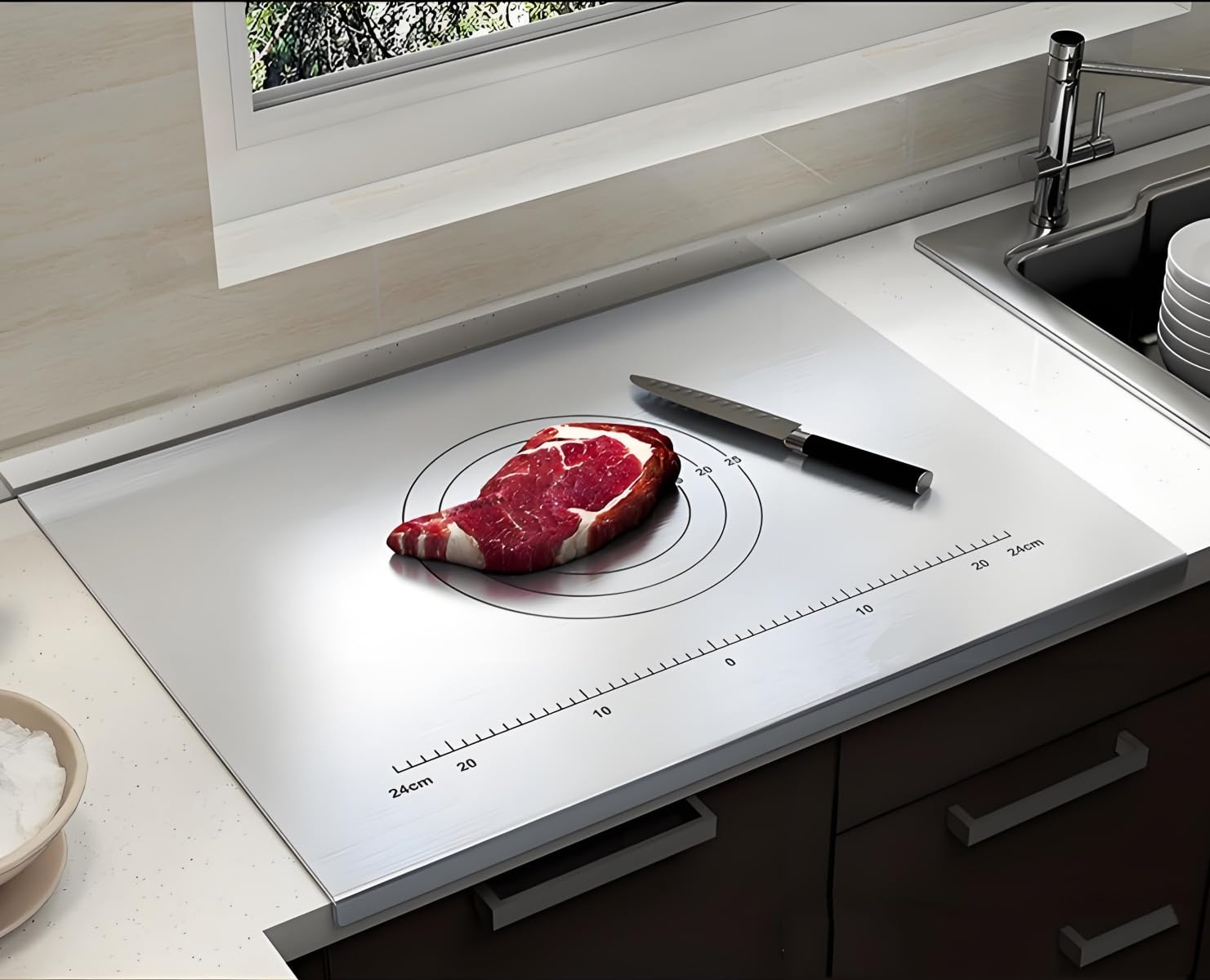 316 Edelstahl Schneidebrett,Schneidebrett Groß,Edelstahl Arbeitsplatte aus Verschiedene Größen,Cutting Board,Frühstücksbrettchen für Küche,Bar,Restaurants (100 * 58cm)