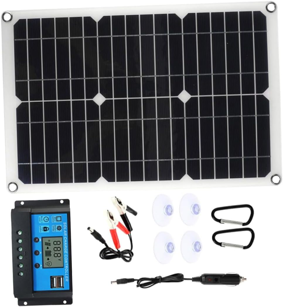 TIDTALEO Dc Dual USB Kit de panel solar portátil con controlador de carga para mantenimiento de batería de camping RV y energía de emergencia