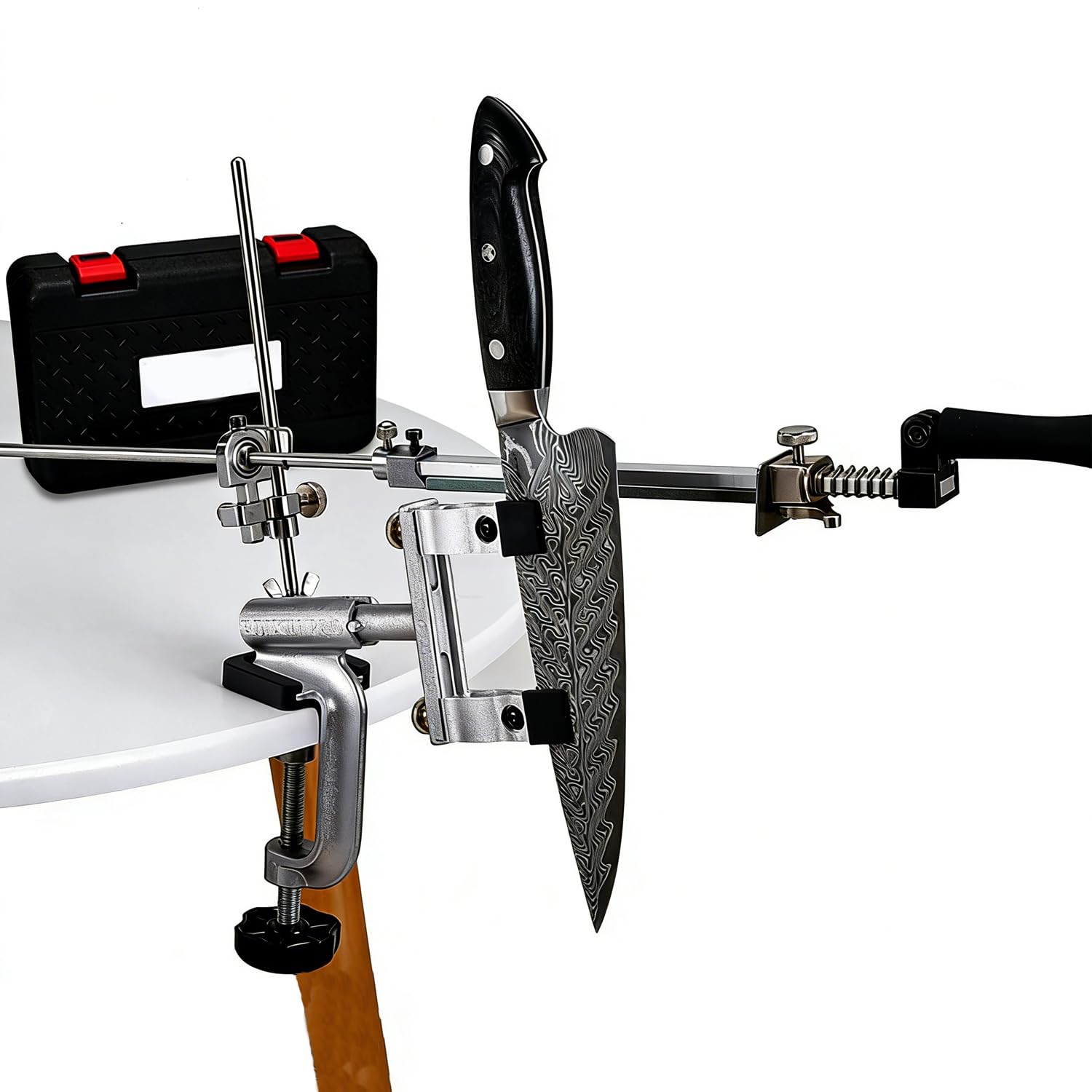 Afilador De Cuchillos Profesional,Rx-009 Afilador De Cuchillos,Sistema De Doble Sujeción De 360°,Ajuste De Ángulo En Ambos Lados 15°-27°,Juego De Afilado Para Cuchillos De Cocina,10 Piedras De Afilar
