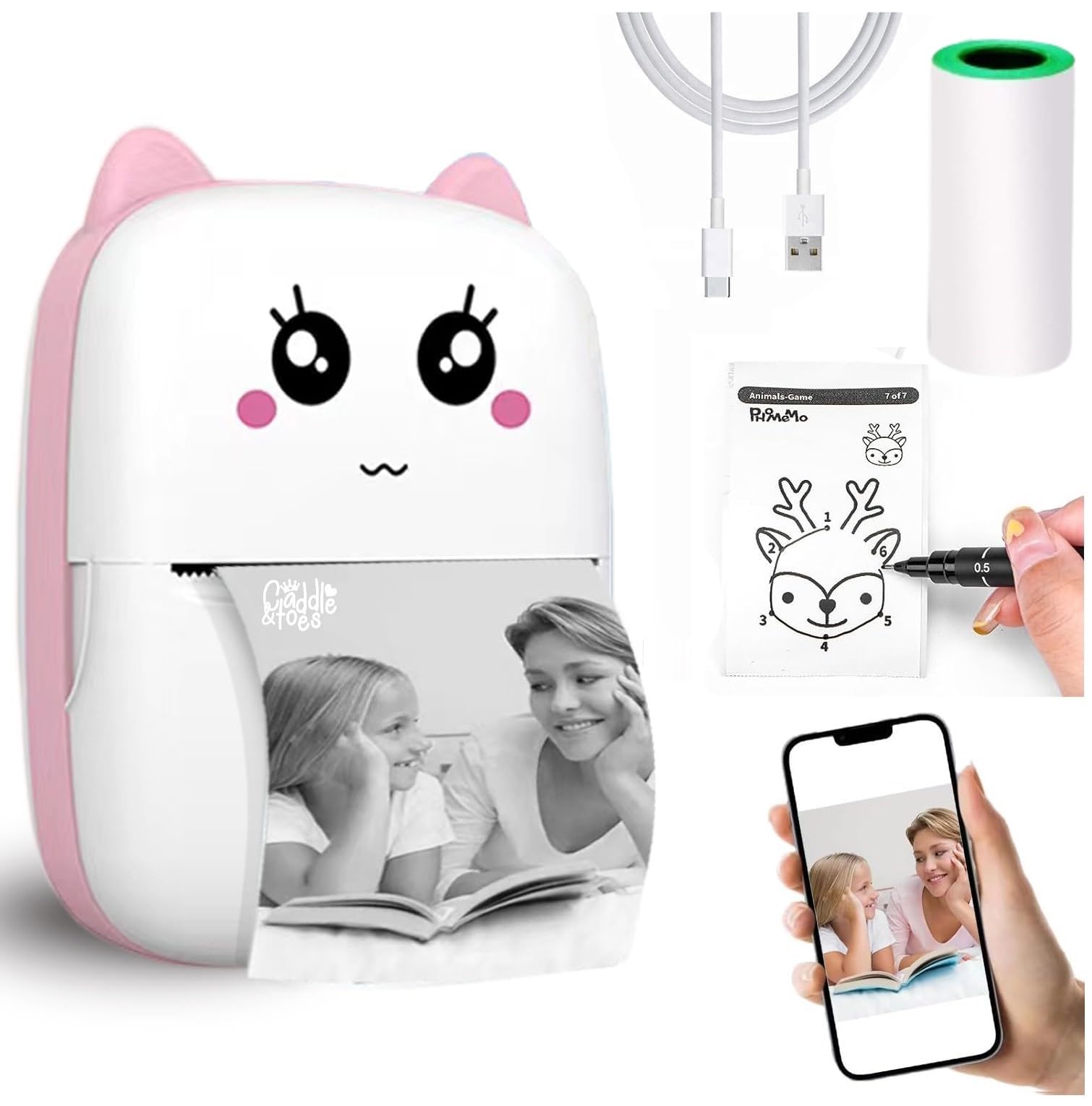 See full amazon price history chart for CADDLE & TOES Mini Pocket Printer with Rolls of Paper,Bluetooth Portable Thermal Printer, for Learning Notes, Photos, DIY, Travel,iOS iPhone and Android, Childrens Birthday Gifts (Pink) CADDLE & TOES Mini Pocket Printer with Rolls of Paper,Bluetooth Portable Thermal Printer, for Learning Notes, Photos, DIY, Travel,iOS iPhone and Android, Childrens Birthday Gifts (Pink) (B0D3B3P6PD) Amazon Price History, Amazon Price Tracker