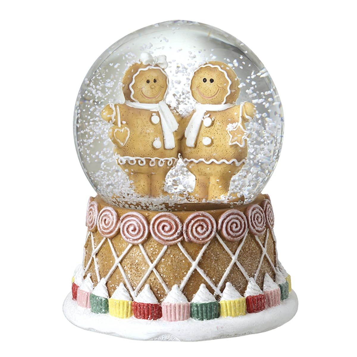 Heaven Sends Multicolor Gingerbread People With Cupcake Base Christmas Snow Globe