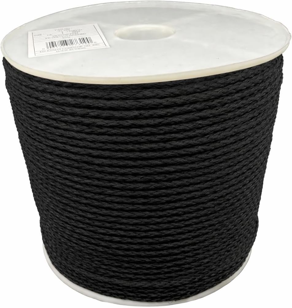 T.W. Evans Cordage 27-309 1/4-Inch by 1000-Feet Hollow Braid Polypro Rope, Black