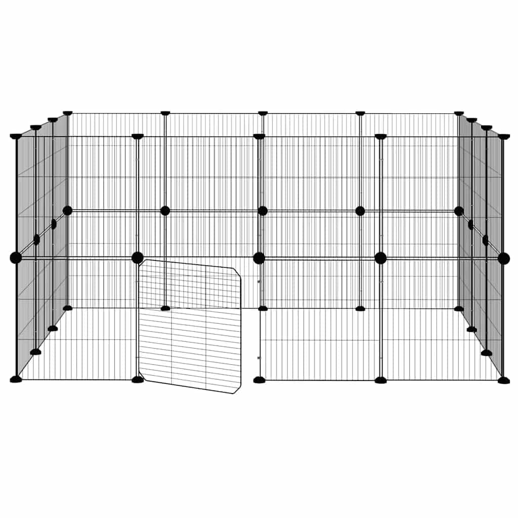 Käfig für Haustiere, 28 Paneele und Tür, Schwarz, 35 x 35 cm, Käfig für Kaninchen, Kleintiere – C