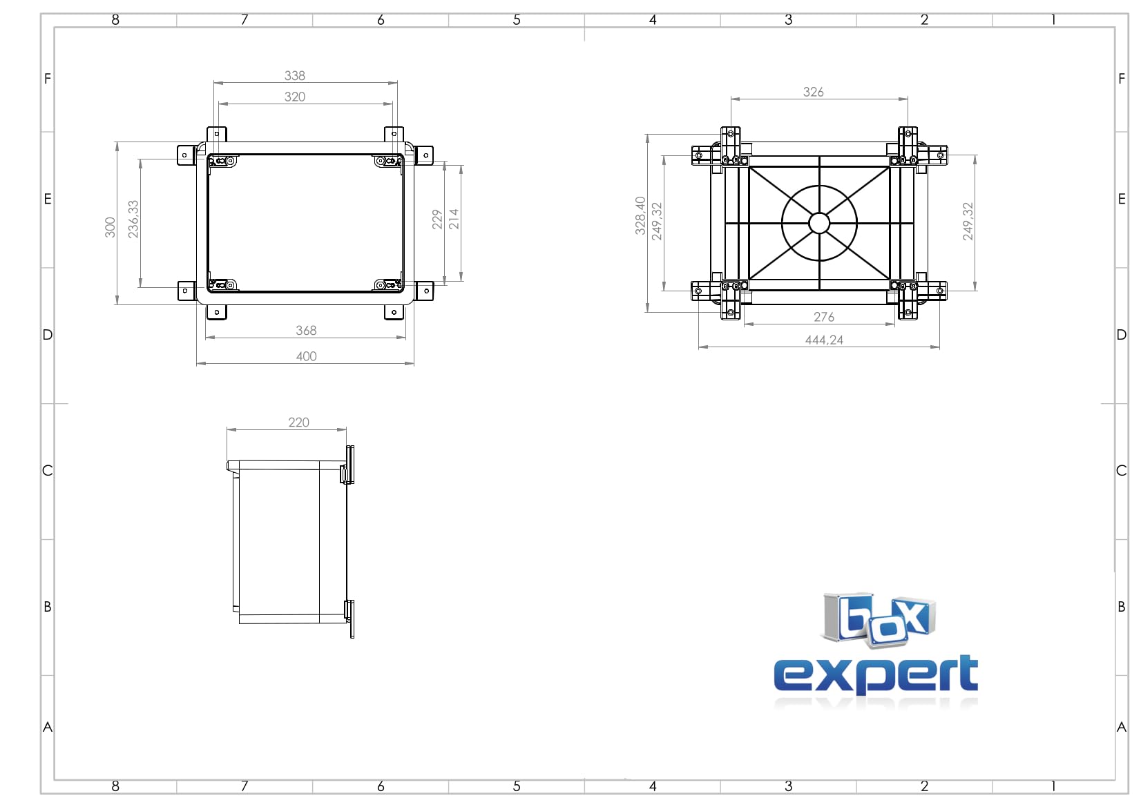 BOXEXPERT cassetta di distribuzione esterno IP65 ABS 400 x 300 x 220 mm Fleet, impermeabile, armadio elettrico/wand, custodia industriale vuota, nera