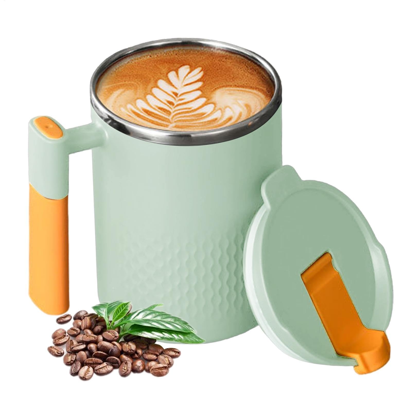 Izolowany kubek do kawy z uchwytem, 450 ml, ze stali nierdzewnej, kubek termiczny z podwójnymi ściankami do mleka, mrożonej wody, soku, kawy, herbaty, idealny do podróży