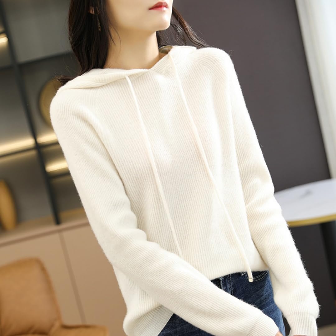 Kaschmir-Pullover für Damen, weicher Kapuzenpullover, Winter, warme Hoodies für Damen, leicht, solide, dicke Strick-Sweatshirts