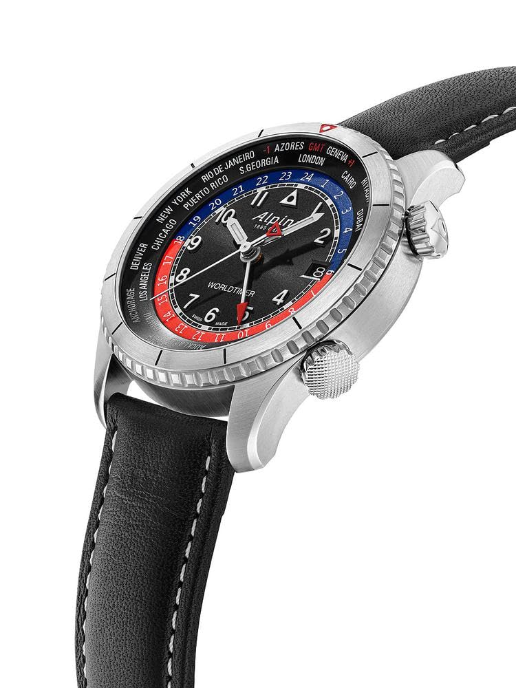 Alpina Analoge Herrenuhr Quarz mit Edelstahlarmband Mid-39670, Schwarz