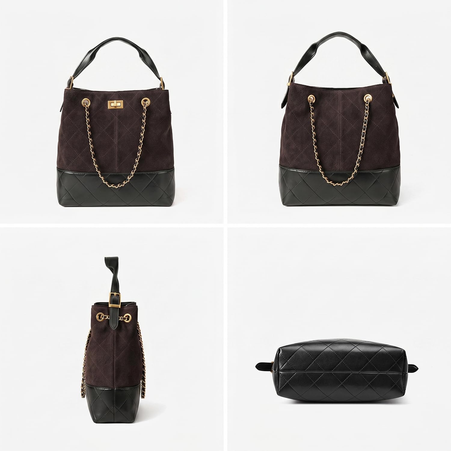 Bolso Bowling de Piel de Curtido Vegetal para Mujer, Bolso de Axila Vintage y Bolso de Hombro de Cuero Auténtico, Bolso de Mano Clásico para la Oficina y el Diario Marrón Oscuro