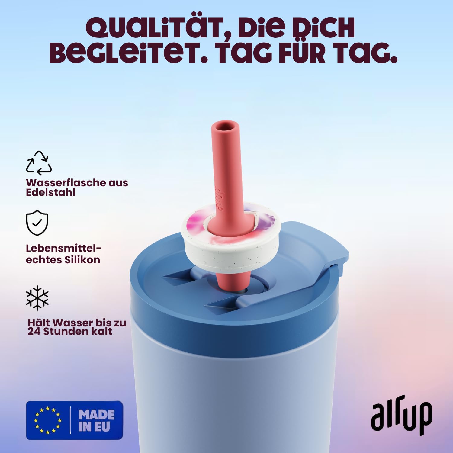 air up Original Tumbler Starter-Set 700ml in Dusty Blue mit Pods in 5 Geschmacksrichtungen + Podcase Blue Gaze | Trinkflasche, BPA-frei