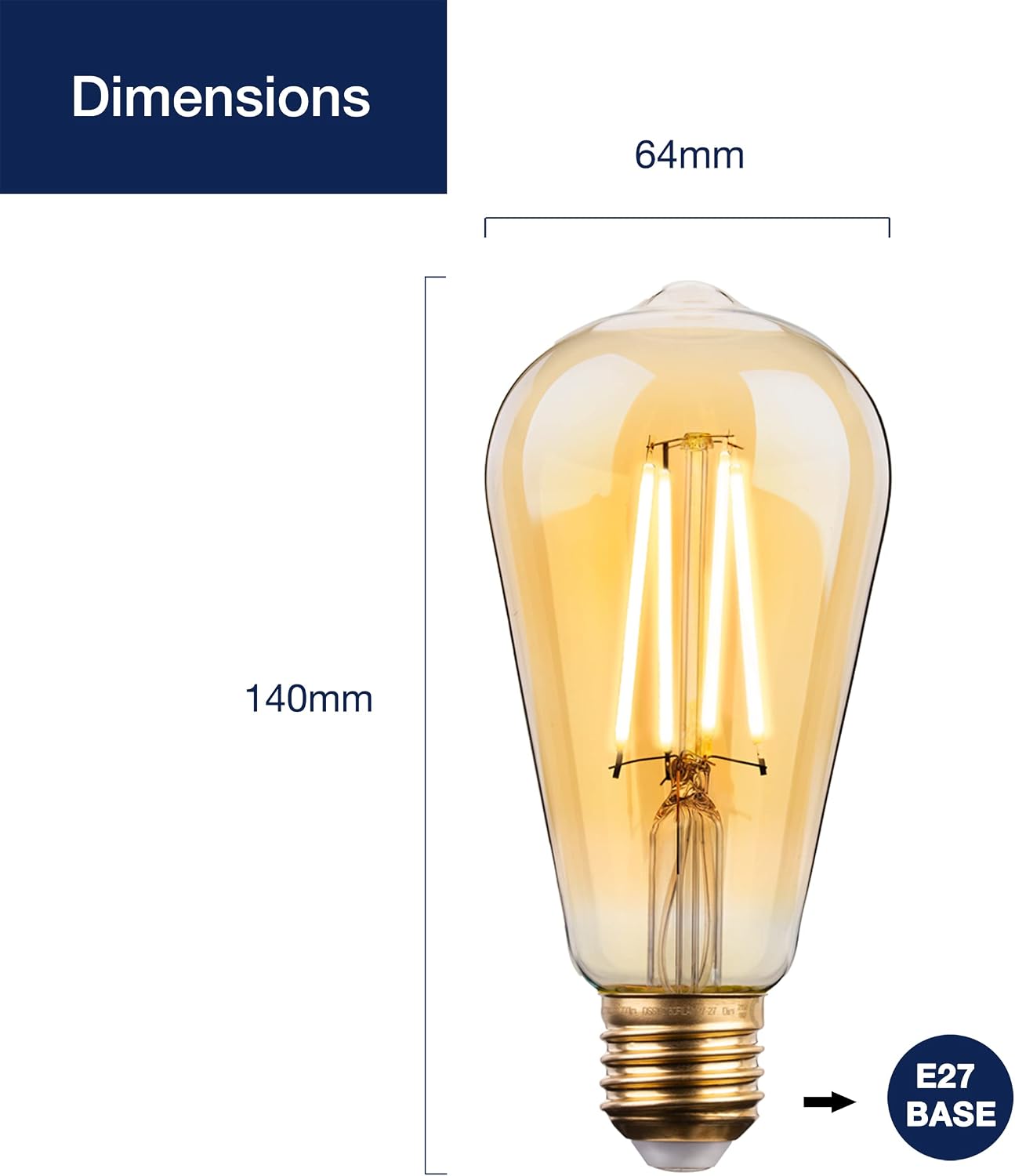 FLSNT LED Edison Bulb E27 Vintage Light Bulbs,Dimmable 7W Filament Screw Bulb,Retro Lamp,ST64,60W Equivalent,Warm White 2700K,6 Pack - Image 4