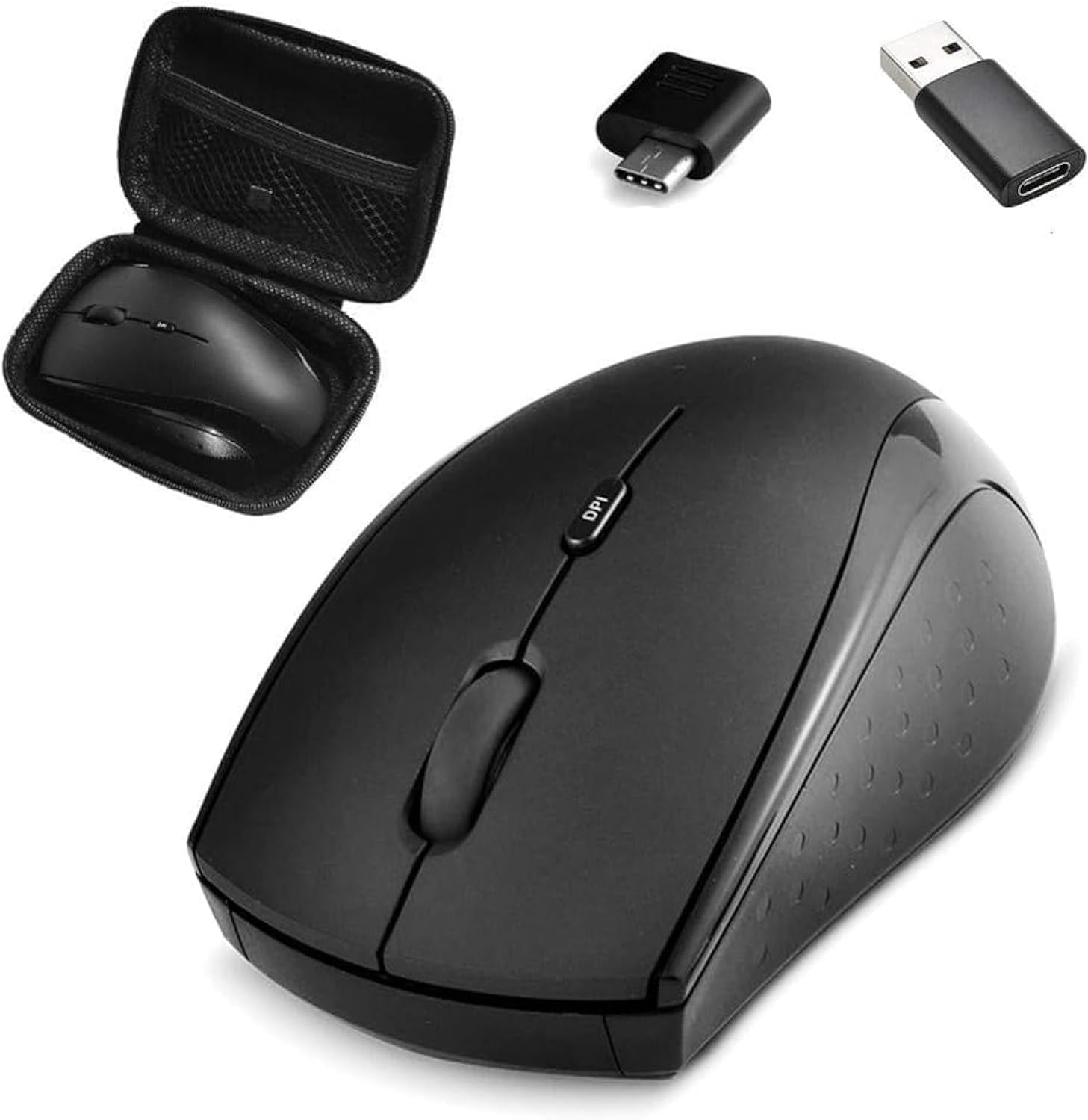 Type C Wireless Mouse, USB C Gaming Wireless Mice 2.4G Silent Ergonomic with 3 DPI Levels Compatible with Samsung Chromebook, Google Pixelbook, Dell, HP OMEN, More Device (Black)