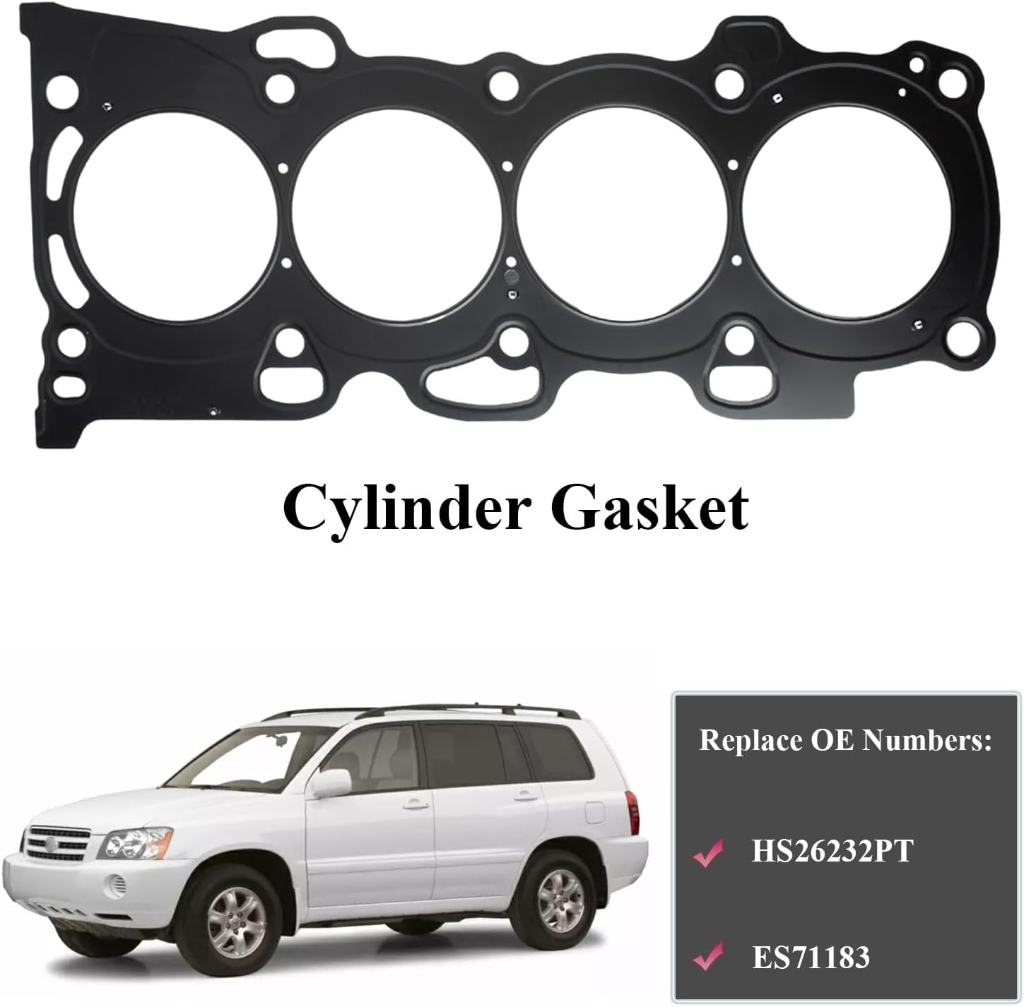 Head Gasket Set with Cylinder Head Bolts Compatible with 2001-2006 Toyota Camry Highlander Rav4 Solara & Scion tC 2.4L L4 – Replaces HS26232PT ES71183 – 2AZ-FE Engine Gasket Kit