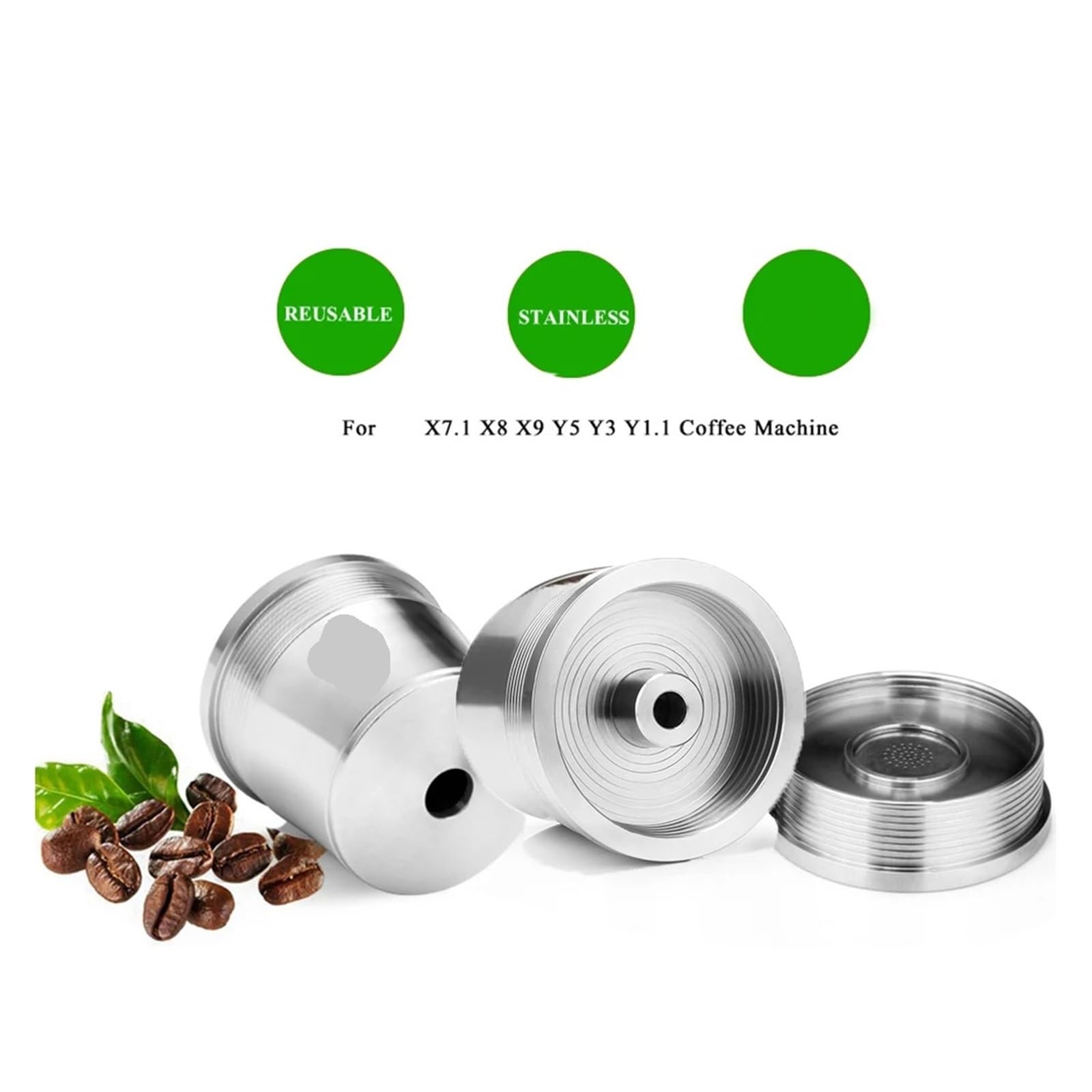 Capsules Métalliques Réutilisables En Acier Inoxydable Et Cuillère Doseuse, Compatibles Avec Illy, Filtres Rechargeables For Machine À Café(3capsules)