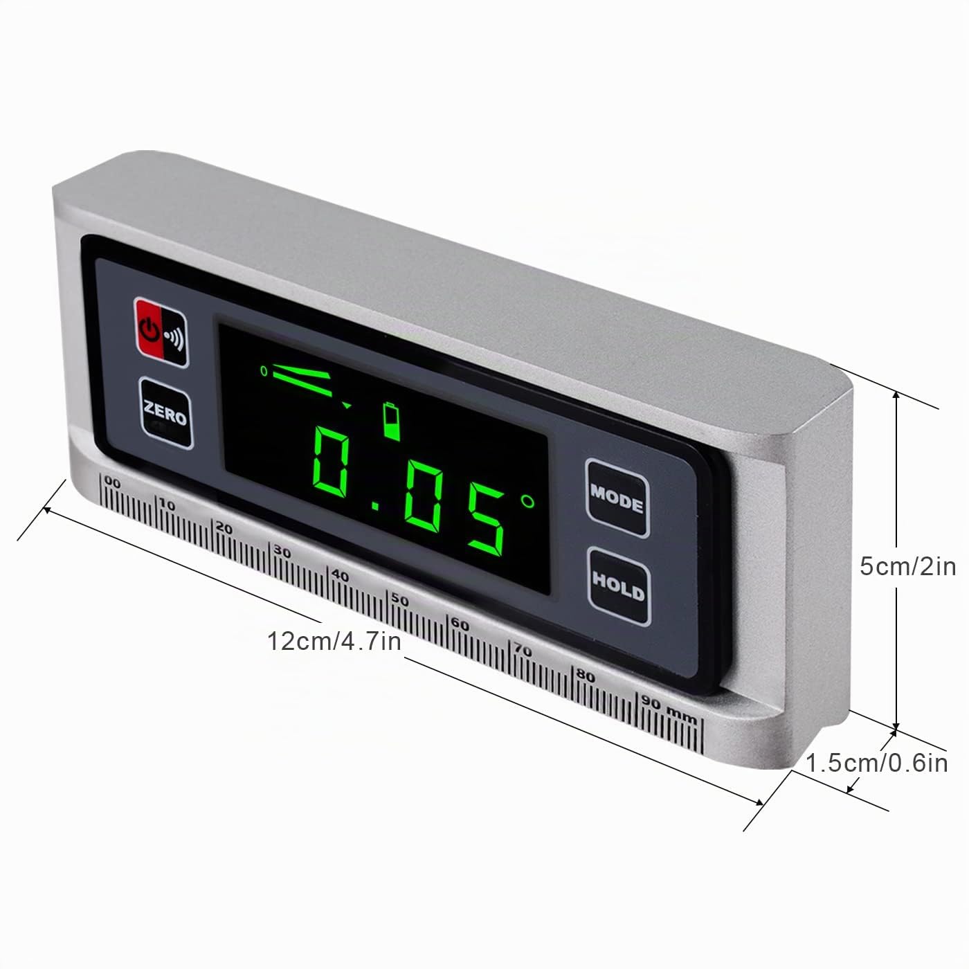 Digitaler LED Winkelmesser Aluminium Neigungsmesser Winkelsucher mit V-Nut-Magnetfuß, Wasserdicht Bevel Box Wasserwaage Automobile Holzbearbeitung Gebäude Bohrmaschinen Mauerwerk