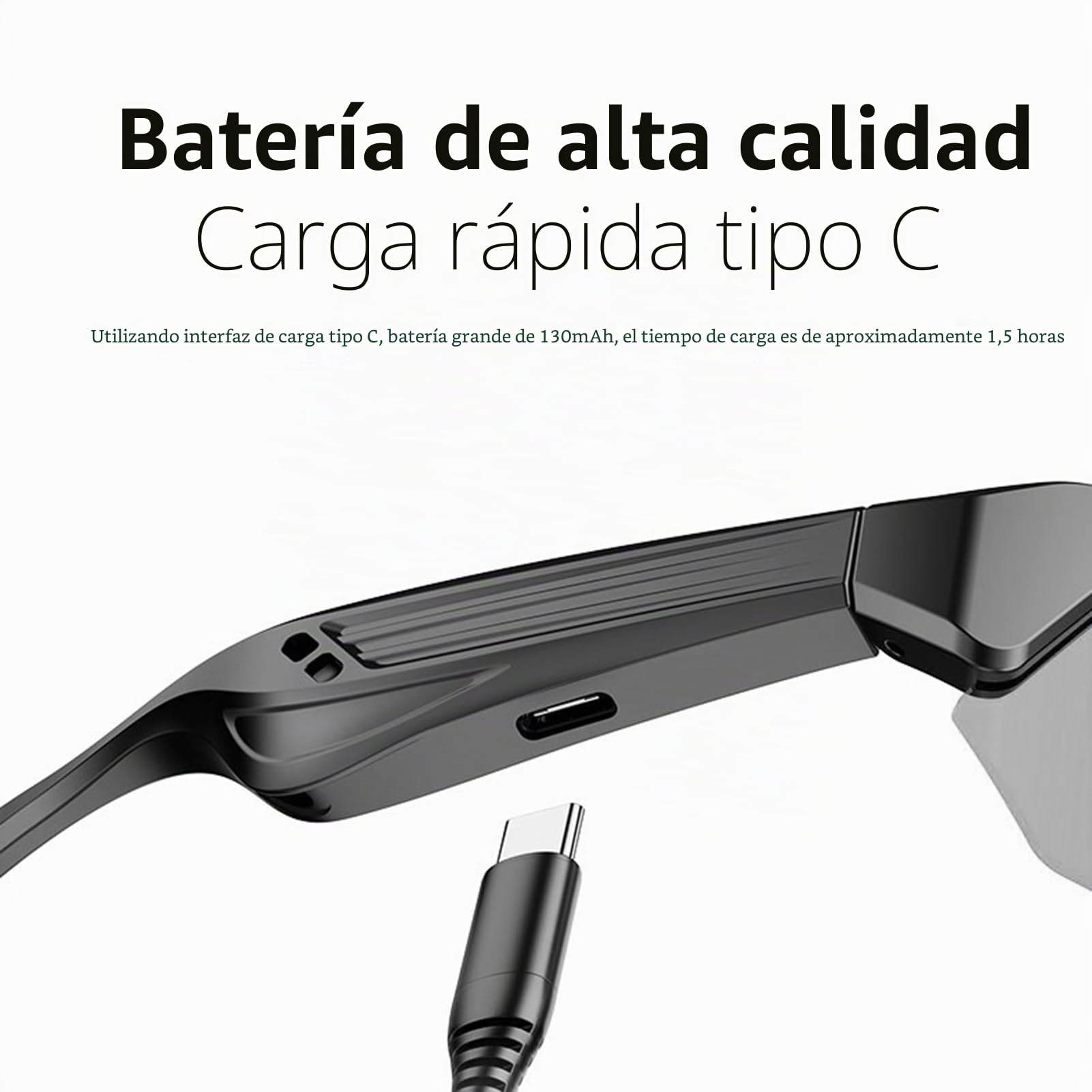 Tosuny Gafas de Sol de Deportes Inteligentes, Vasos de Audio Bluetooth con Protección UV400 y Lentes Anti-Impactos, Altavoz y Micrófono de Oído Abierto, Asistente de Voz, para Deportes (Silver)
