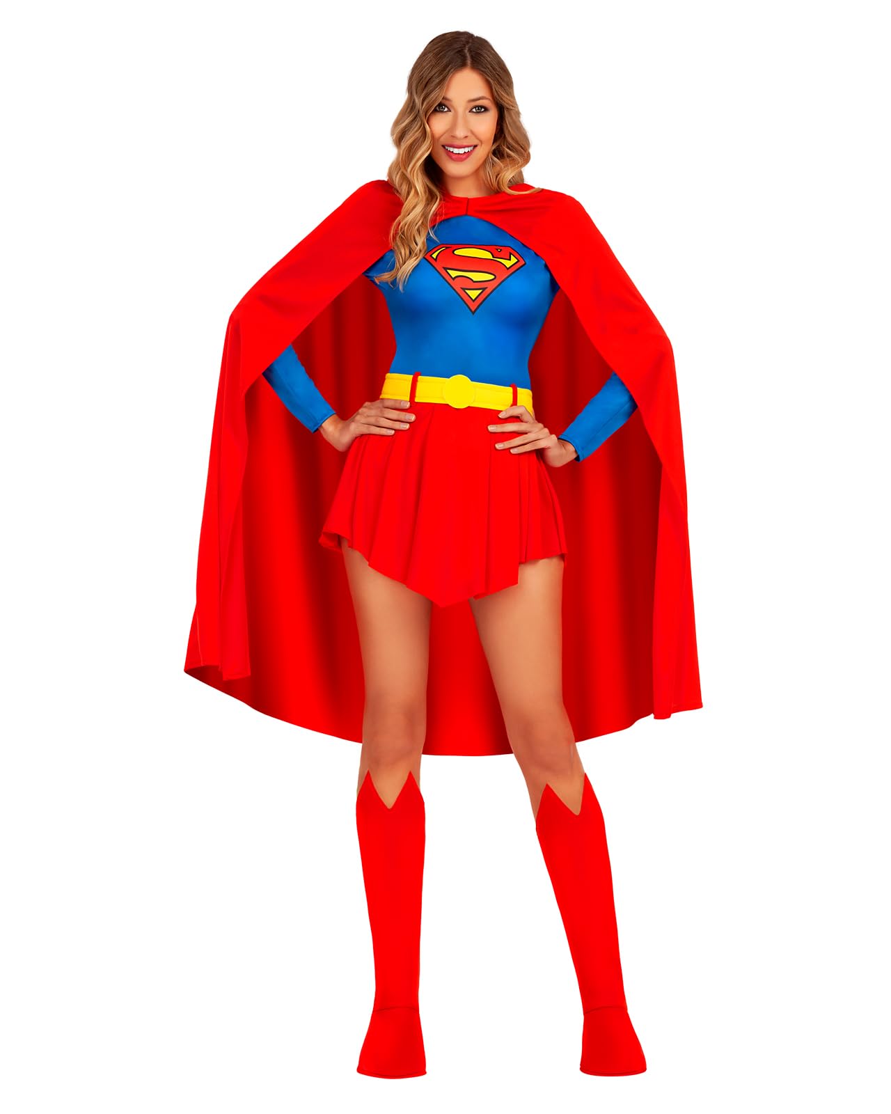 Funidelia Disfraz Oficial de Supergirl para mujer, Incluye vestido y capa, cinturón y cubrebotas, Superhéroes - Traje para adultos para fiestas, Carnaval y Halloween