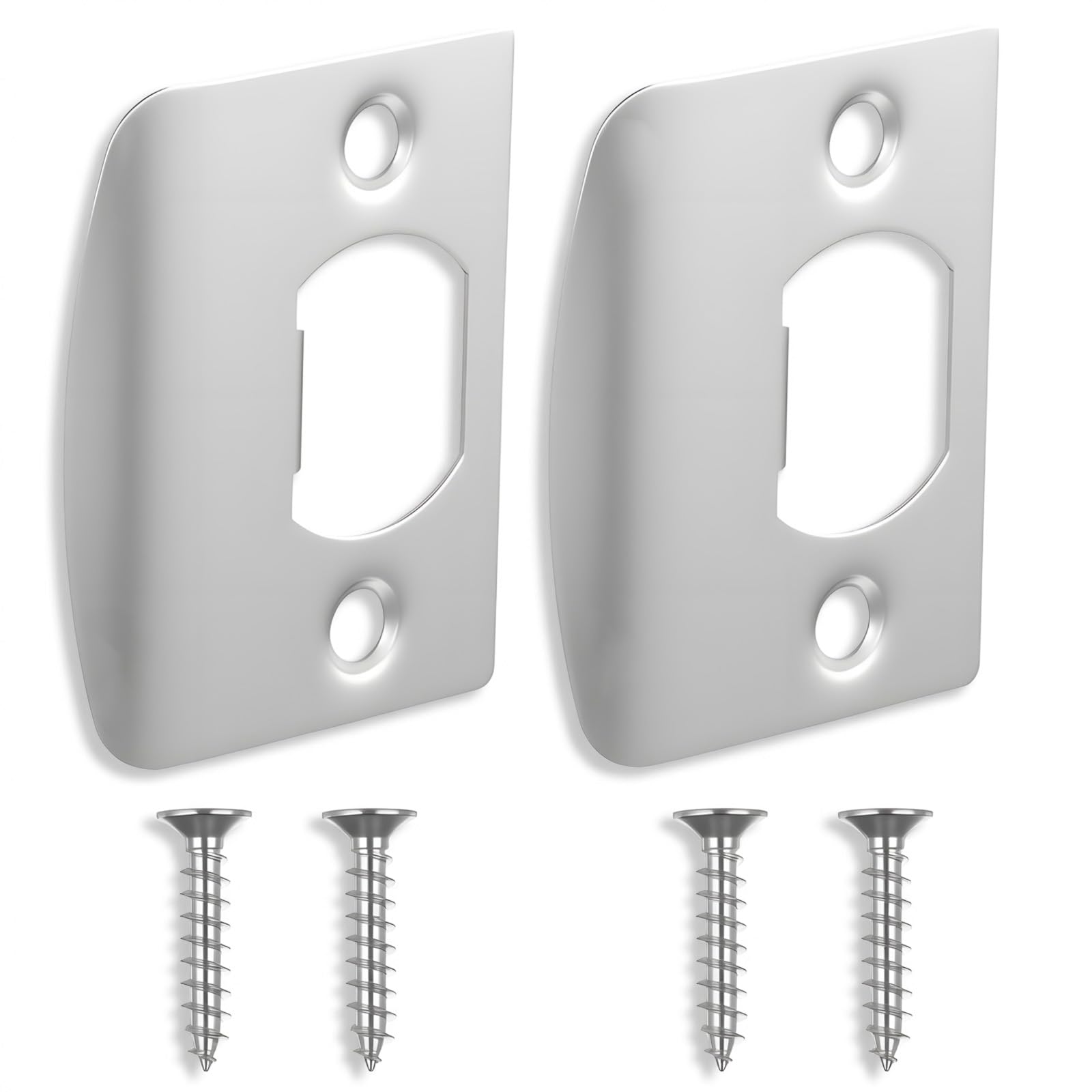 Photo 1 of 2 Pack Universal Door Strike Plate with Screws, 2-1/4 Inch x 1-7/16 Inch, Round Corner Strike Plates for Interior Doors Door Latch Plate