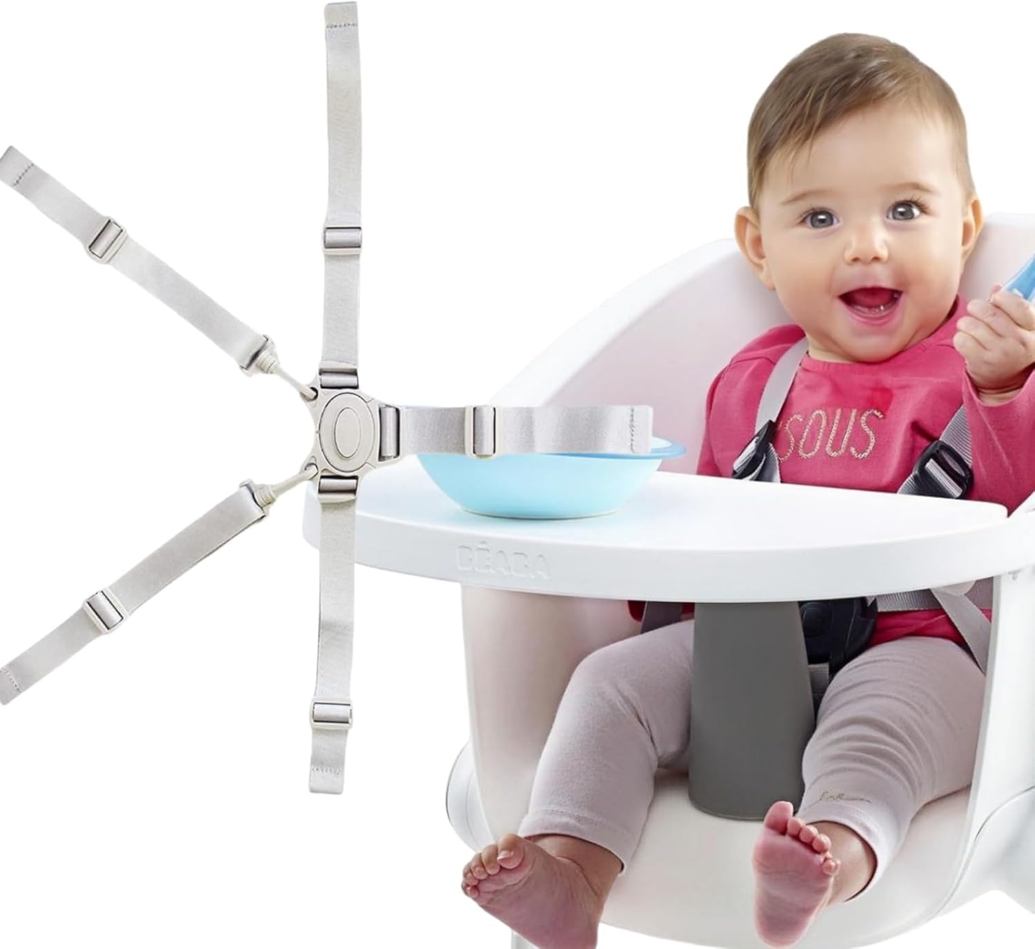 Cinturón Seguridad Bebe,Cinturón Seguridad Tronas,5 Puntos Cinturón Seguridad,Gancho Giratorio Ajustable Correa de Seguridad para Silla de Paseo para Niños,Silla de Paseo,Sillita