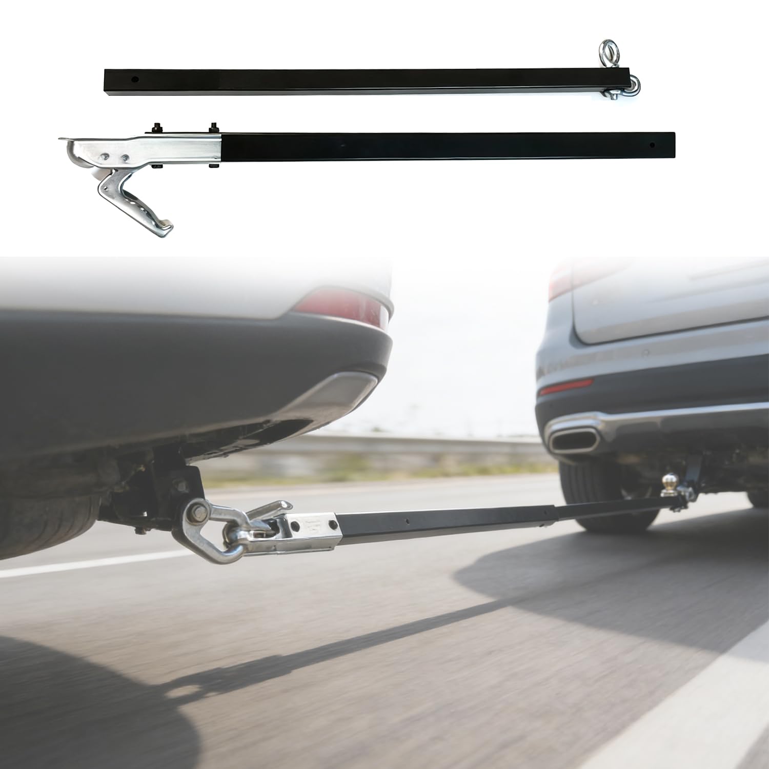 Abschleppstange für pkw, abschleppstange mit kugelkopf, 3500kg Zugkraft Gewicht, 50mm Anhängerkupplung, für Kfz, LKW, SUV, Geländewagen - Pannenhilfe (Lunghezza 2.35m)
