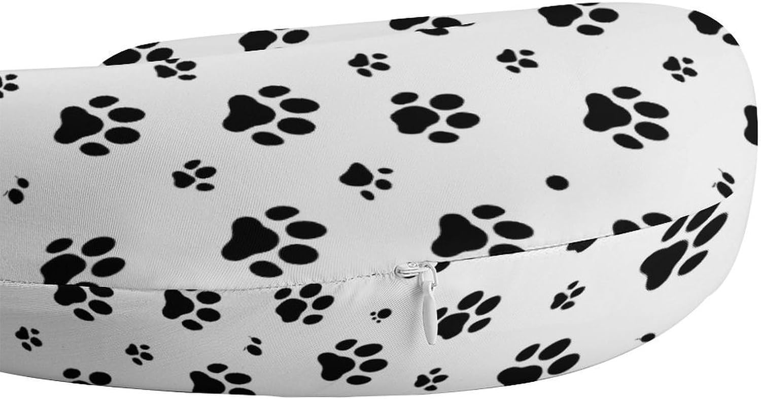 Dog Paw Prints Travel Pillow U Shape Neck Pillow Washable Pillowcase for Sleeping Chair