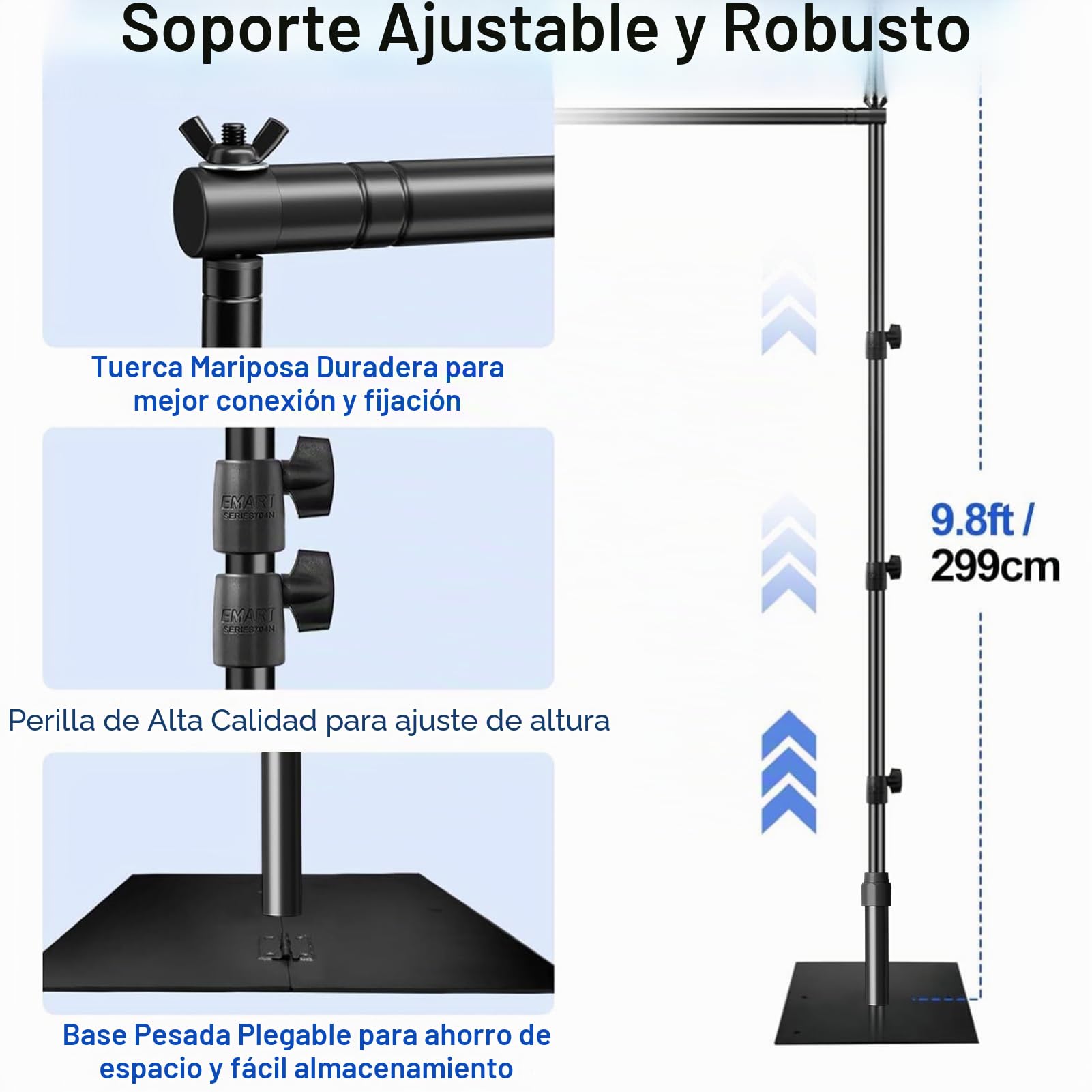 EMART Soporte de Fondo 3x3m con Base de Acero, Sistema de Telón Profesional para Fotografía Set con Bolsa de Transporte para Retrato, Estudio Fotográfico de Producto