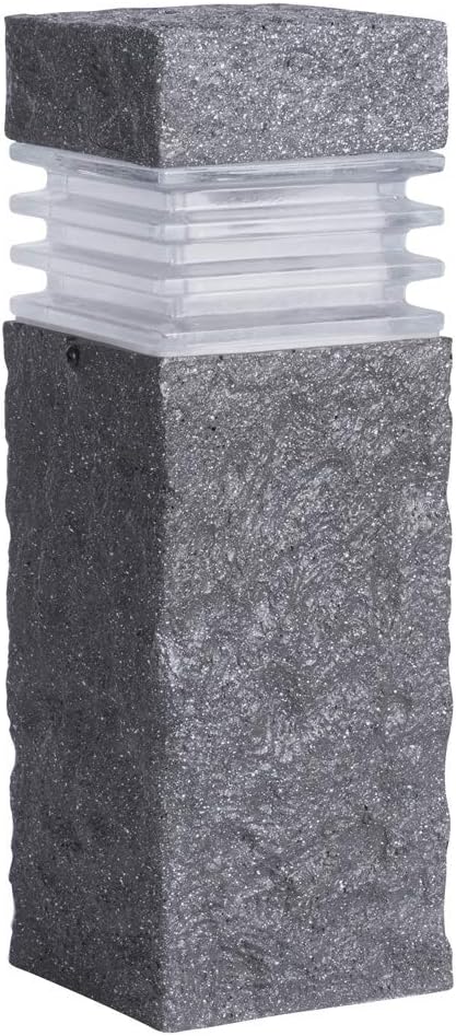 Sterno Home GL33749ST Paradise Low Voltage LED Polyresin Bollard with Textured Stone, Path Light, 3-watt,Black, 1-Pack