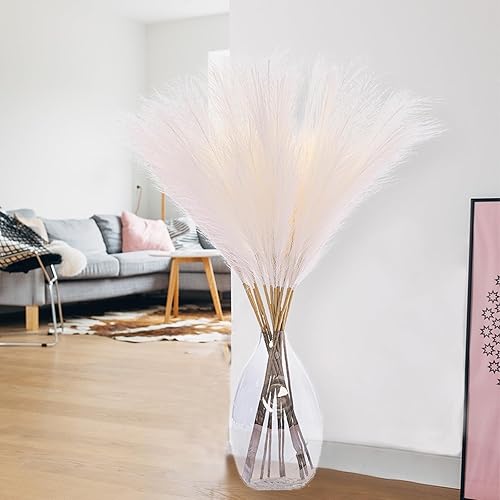 Miniatura 8 de Decoración alta de hierba de pampa blanca de 38 pulgadas con 10 tallos Decoración de hierba de pampa sintética alta para jarrón de suelo,