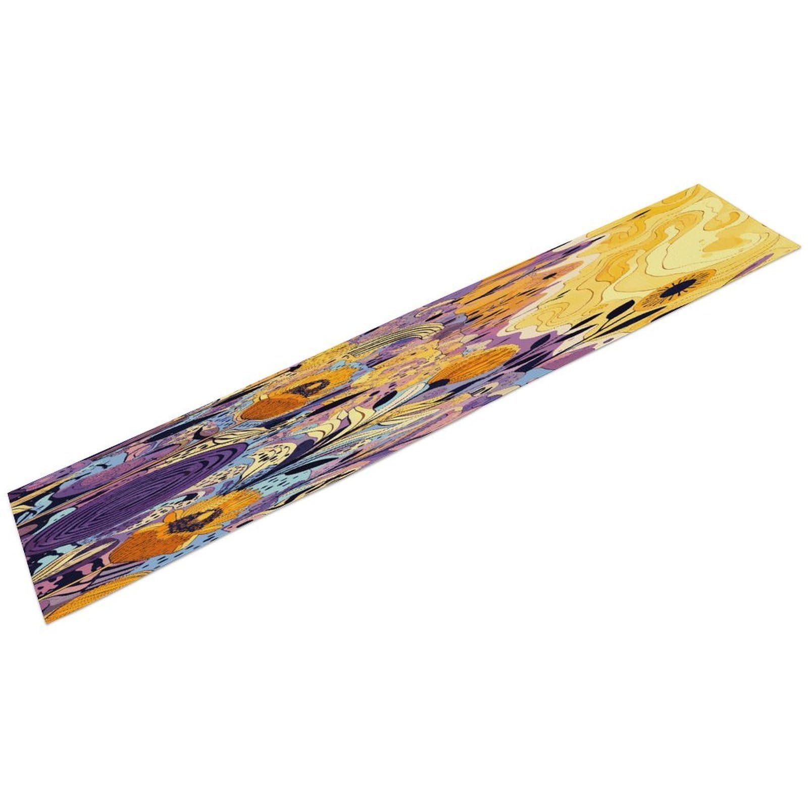 Btcowzrv Style Hand Drawn Flowers Linen Table Runner 72.4 Inches Long, Machine Washable Table Runner For Party Kitchen Dining Table Coffee Holiday Party Decor, 13.4"X72.4"