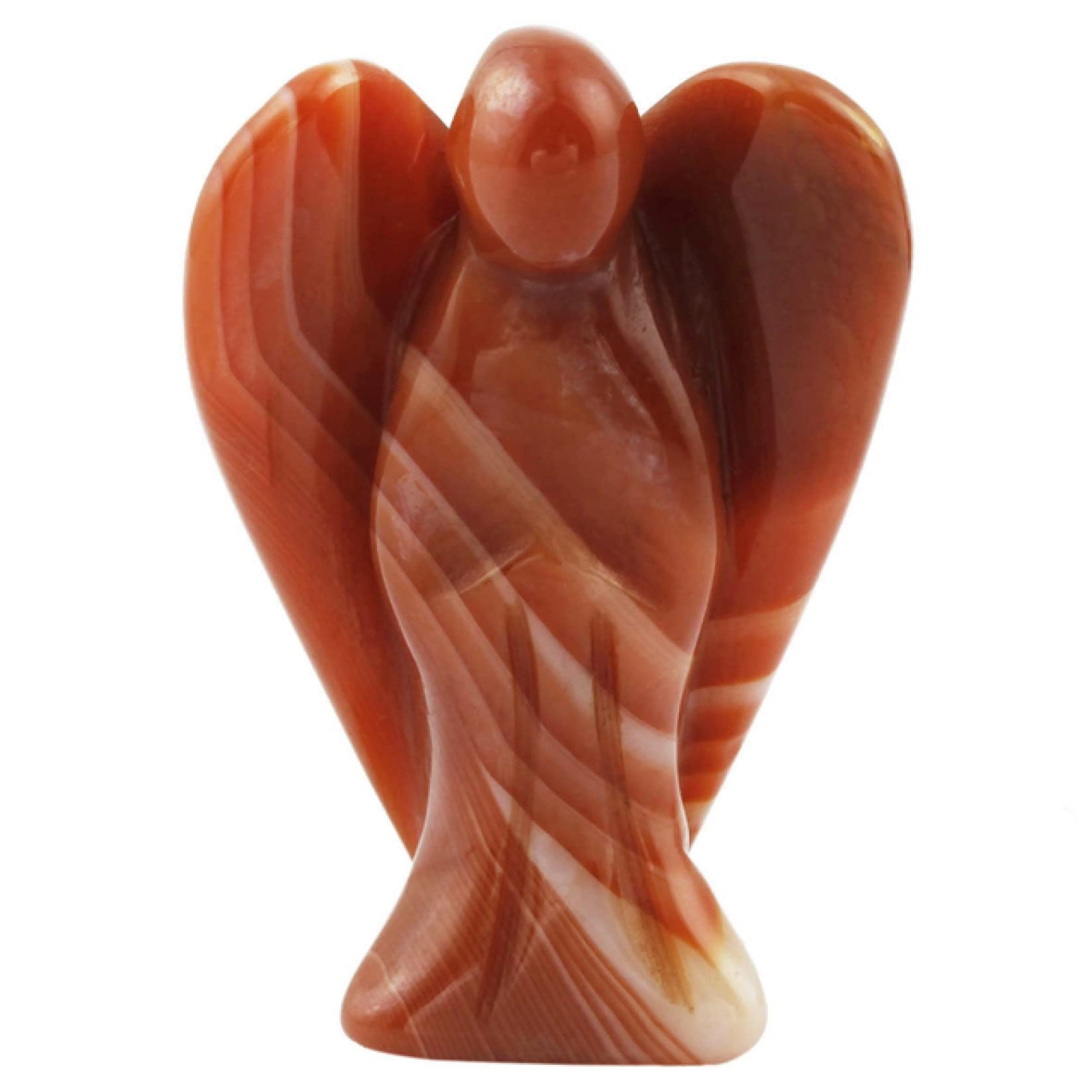 SnamicE Natural crystal rough 1pc Red Onyx Angel Statue Natural Gemstone Crystal Angel Figurines Home Office Decoration Handmade Artware Gift,Red-1pc 1.37in