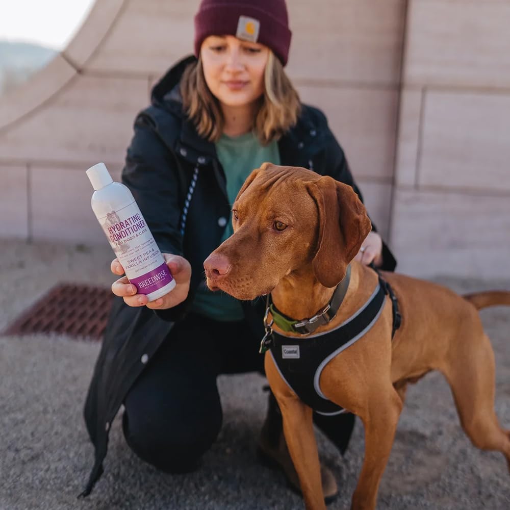 Breedwise Pet Provisions Dog Conditioner, Sweet Pea Vanilla Fragrance, Gentle Dog Bath Supplies for Soft and Shiny Coat, Ideal for All Breeds and Skin Types, 12oz