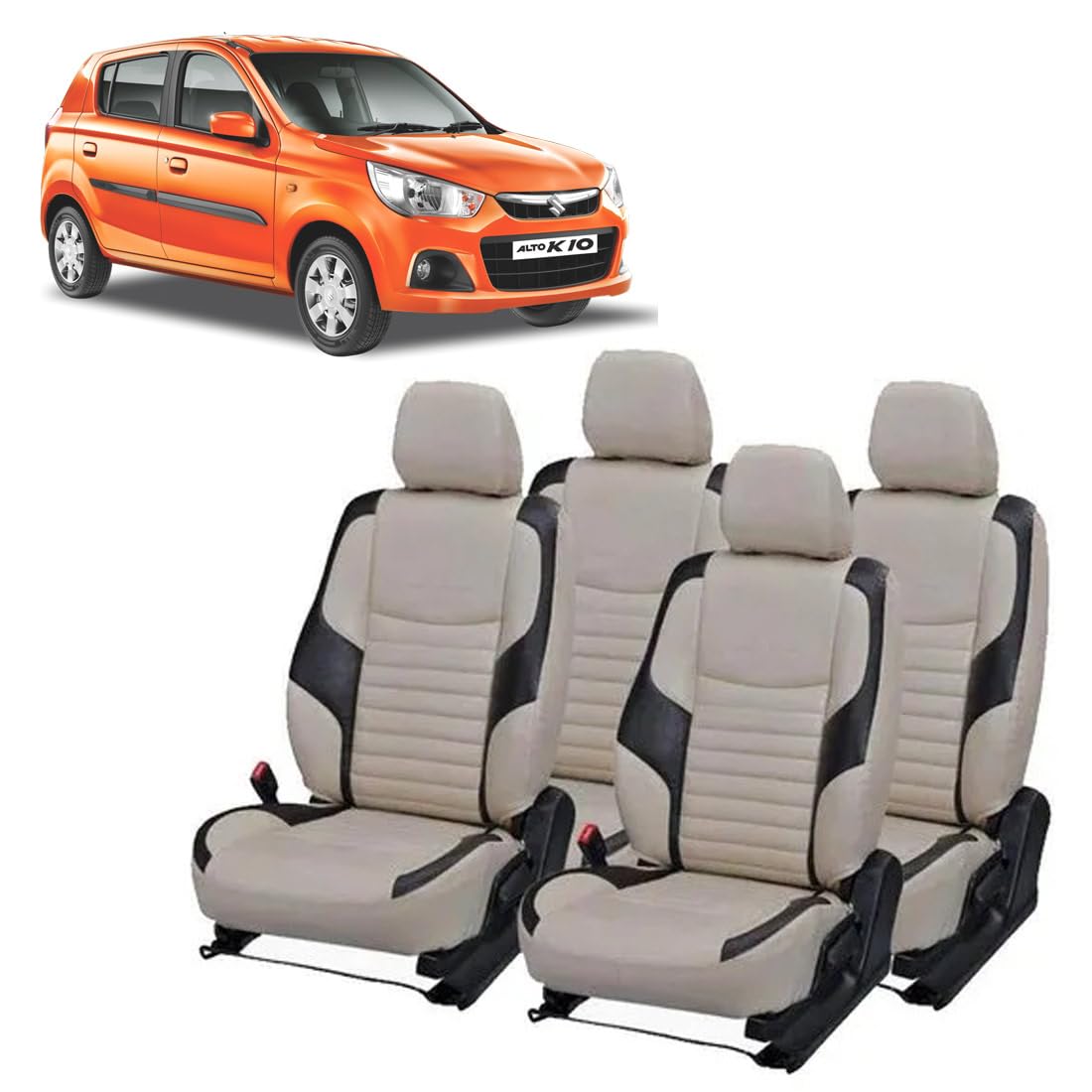 Khushal Leatherite Designer Front and Back Seat Cover Set Compatible
