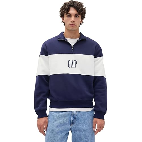 GAP Men's Logo Half Zip Drawstring Fleece