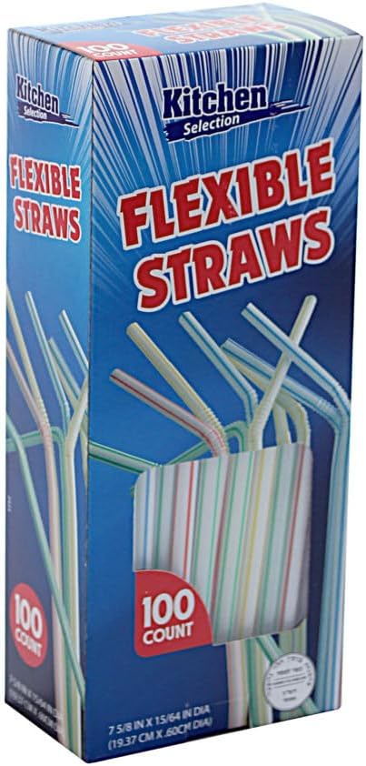 White Flexible Straws - Case of 2,400 - Plastic, 24 Packs x 100 - for Restaurants, Cafes & Everyday Use