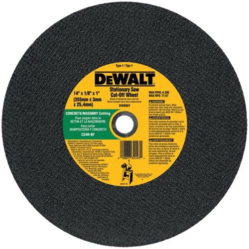 DW8007 DeWALT Concrete/Masonry Stationary Saw Cut-Off Wheel 14" x 5/32" x 1"