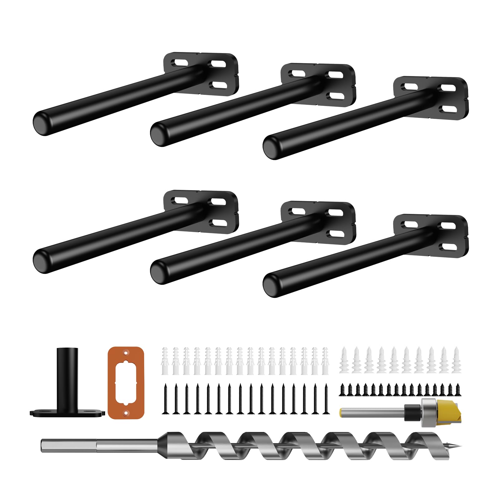 6pcs Wall Shelf Brackets Heavy Duty Floating Shelf Bracket Hidden,Invisible Black Shelving Brackets Decorative Floating Shelf Hardware Heavy Duty,Metal Shelf Support Bracket(6"-6pcs)