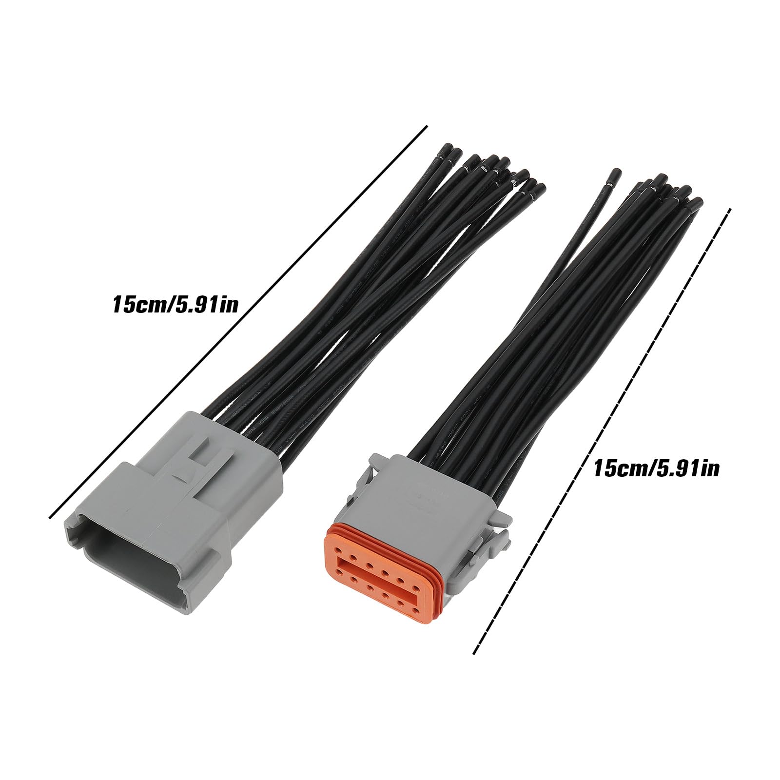 2 Pezzi Spina Elettrica Sigillata Per Autoveicoli A 12 Pin DT04-12P DT06-12S Per Applicazioni Automobilistiche E Industriali 15 Cm 14 AWG