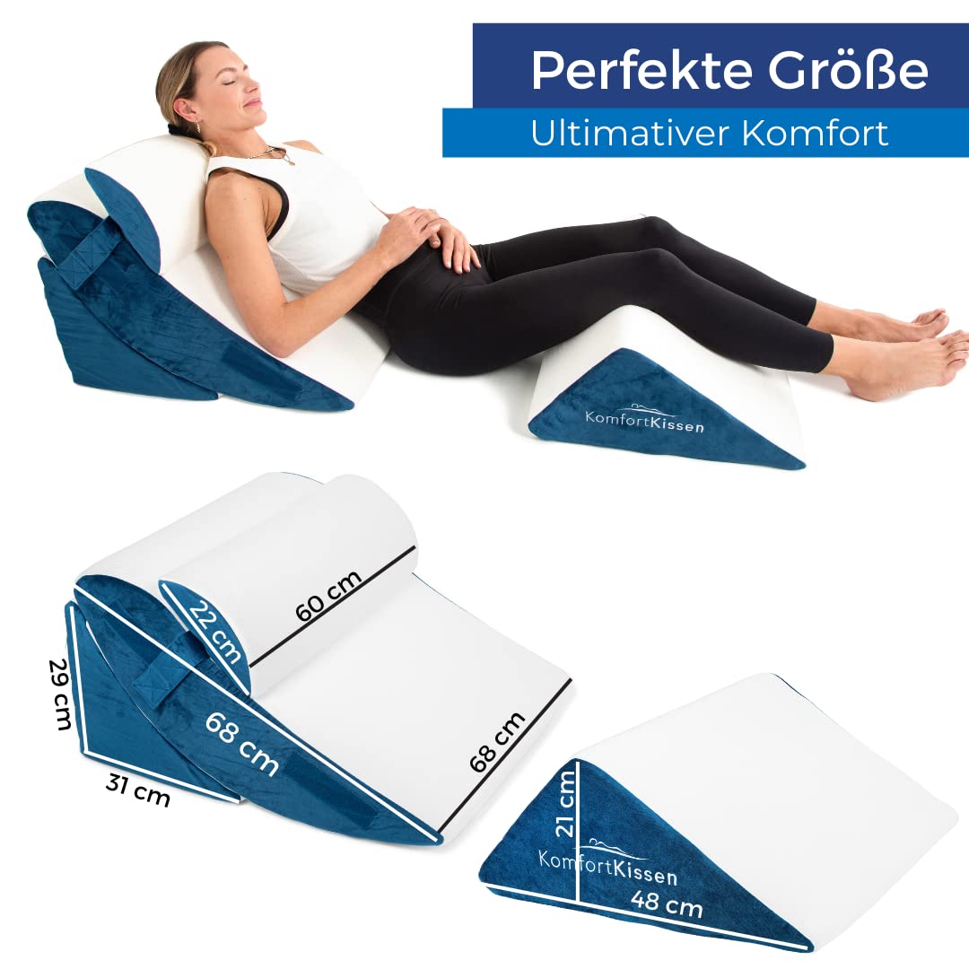Keilkissen 4-teiliges Ergonomisch Kissen-Set | 12 in 1-Multifunktionsdesign mit Ebnehmbarem & Waschbarem Bezug zum Schlafen und Lesen